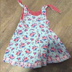 Wildflowers Floral Dress with Red Gingham Straps